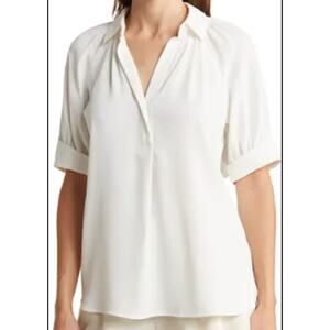 NWT Max Studio White Textured Puff Sleeve Blouse (2X)